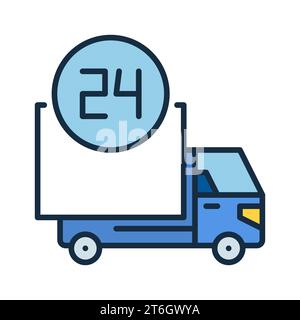 Twenty Four Hours Delivery vector Truck concept colored icon or design element Stock Vector