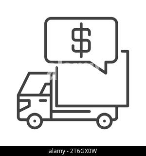 Delivery Price vector Truck concept icon or symbol in outline style Stock Vector