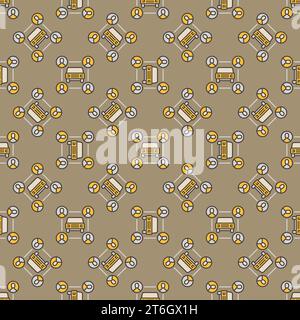 Vector Carsharing or Car Rental concept colored seamless pattern Stock Vector
