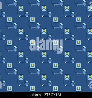 Delivery Truck with Trucker vector concept colored seamless pattern Stock Vector