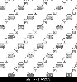 Opened Car vector Carsharing concept outline seamless pattern Stock Vector