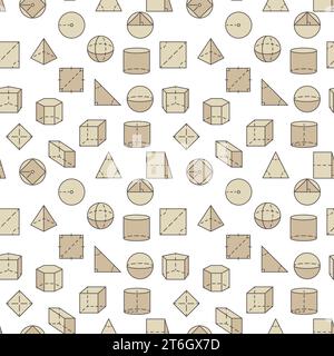 Geometry and Math Education concept vector modern colored seamless pattern with Geometrical Figures sign Stock Vector