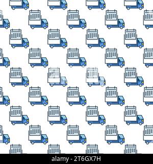 Delivery Truck with Calendar vector concept colored seamless pattern Stock Vector
