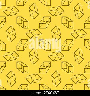 Geometry Education linear pattern with vector Parallelepiped sign concept seamless background Stock Vector