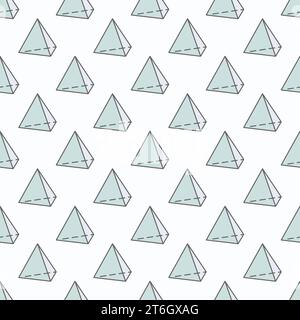Tetrahedron Mathematics Figure colored seamless pattern - Geometry Education concept vector background Stock Vector
