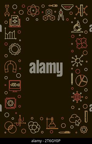 STEM Science, Technology, Engineering, mathematics thin line banner. Education linear illustration Stock Vector