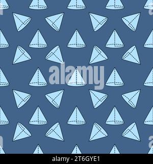 Cone vector Geometry and Mathematics concept blue seamless pattern Stock Vector