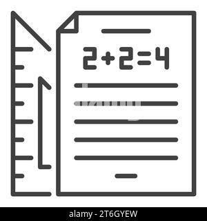 Math Sheet of Paper with Triangle vector Mathematics concept outline icon or symbol Stock Vector