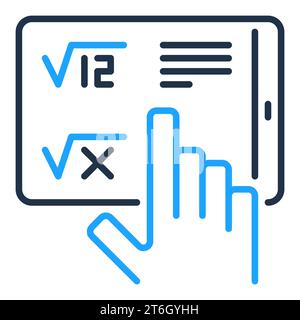 Math Education on Tablet Device vector Online Mathematics Learning concept colored icon or logo element Stock Vector