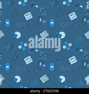 Math colored seamless pattern. Mathematics and Science concept vector modern background Stock Vector