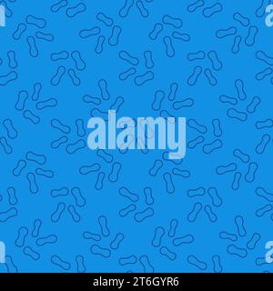 Microbes vector concept simple blue outline seamless pattern Stock Vector