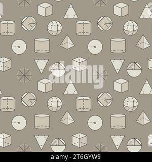 Geometric Shapes creative seamless pattern. School Geometry vector colored concept background Stock Vector