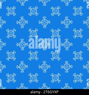 Microbe Bioengineering vector concept thin line blue seamless pattern Stock Vector