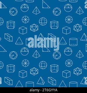 Geometry background - Geometrical Figures symbols concept vector blue seamless pattern Stock Vector