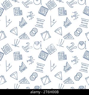 Mathematics outline pattern - Algebra Education concept vector seamless background in line style Stock Vector