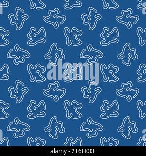 Microbes vector Microbiology concept linear blue seamless pattern Stock Vector