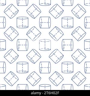 Cylinder Shape thin line seamless pattern - vector Geometry and Mathematics concept background Stock Vector