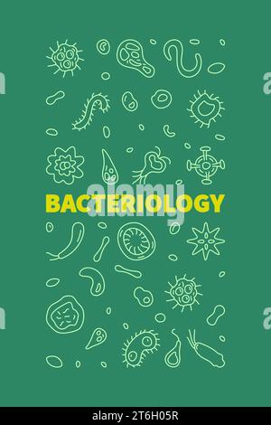 Bacteriology vector Science concept vertical banner or illustration in thin line style Stock Vector
