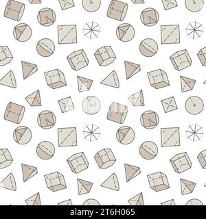 Mathematics Figures and Shapes colored seamless pattern - Geometry Science concept vector background Stock Vector
