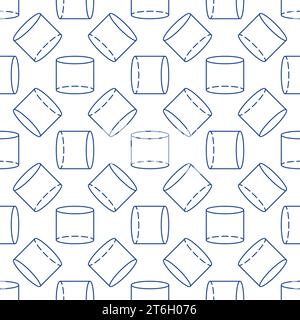 Cylinder Geometrical Figure vector linear simple seamless pattern. Geometry Education concept background Stock Vector