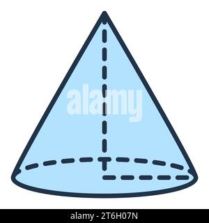 Cone vector Geometry and Mathematics concept blue icon or design element Stock Vector