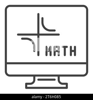 Mathematics Computer vector Math PC concept icon or sign in thin line style Stock Vector