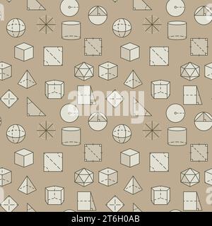 Geometrical Figures vector colored seamless pattern. Geometry Education concept background Stock Vector