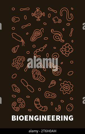 Bioengineering vector Science concept outline modern vertical banner - Bio Engineering illustration Stock Vector