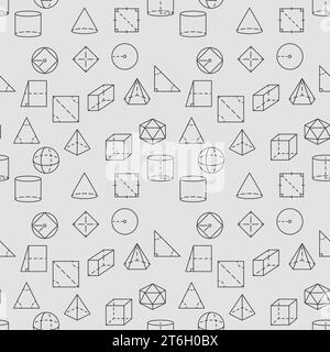 Geometry vector simple seamless pattern in outline style. Geometric Shapes concept background Stock Vector