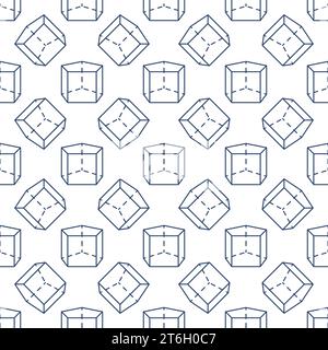 Pentagonal Prism Figure outline seamless pattern - Geometry Science concept vector background Stock Vector