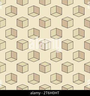 Cube Geometric Shape modern colored seamless pattern. Geometry and Mathematics vector concept background Stock Vector