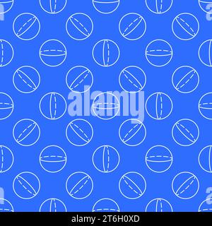 Sphere Mathematics Figure outline blue seamless pattern. Geometry Education concept vector background Stock Vector
