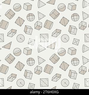 Geometric Shapes seamless pattern - vector Geometry Learning concept background Stock Vector