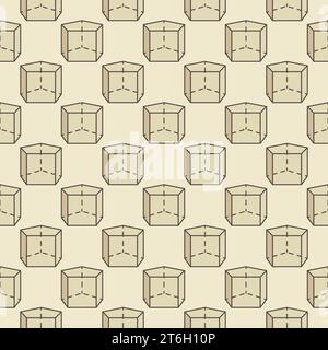 Pentagonal Prism Figure colored seamless pattern. Geometry Science concept vector background Stock Vector