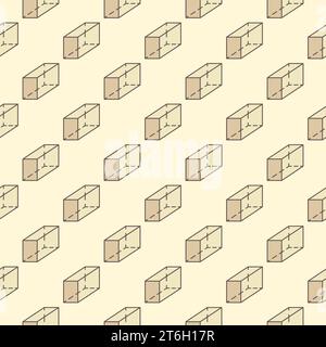 Geometry Education colored pattern with vector parallelepiped symbol concept seamless background Stock Vector