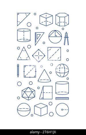 Geometry School Discipline vector concept heart-shaped banner in thin ...