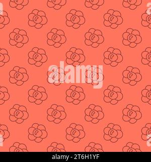 Bacteria vector Biology concept red seamless pattern in thin line style Stock Vector