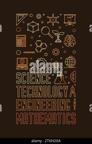 STEM Education concept outline vertical creative banner - vector illustration Stock Vector