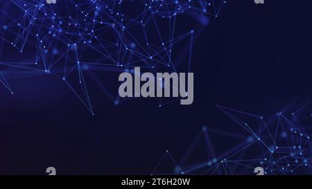 Digital background of blue digital plexus. Abstract geometric techno-logical background with dots and lines connecting big data. Big data visualizatio Stock Photo