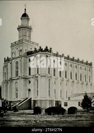 Mormon Temple, St. George from the book ' Utah, the land of blossoming valleys ' part of the ' See America First ' Series by George Wharton James published 1922 by The Page company Utah, the land of blossoming valleys: the story of its desert wastes, of its huge and fantastic rock formations, and of its fertile gardens in the sheltered valleys; a survey of its rapidly developing industries; an account of the origin, development, and beliefs of the Mormon church; and chapters on the flora and fauna, and on the scenic wonders that are a heritage of all Americans Stock Photo