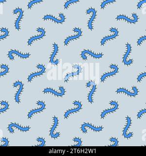 Danger Bacteria vector concept blue modern seamless pattern Stock Vector