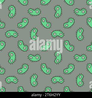 Dangerous Bacteria vector Genetics concept green seamless pattern Stock Vector