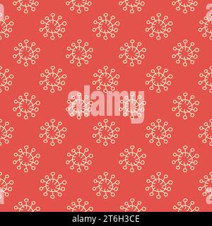 Virus Microbe vector Bioengineering concept red seamless pattern in thin line style Stock Vector