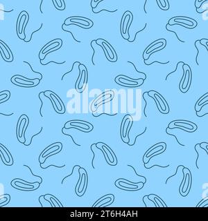 Prokaryote Bacteria vector concept thin line blue seamless pattern Stock Vector