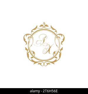 AX Wedding initials invitation with elegant ornament circle element vector graphic template Stock Vector