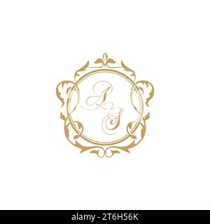 AS Wedding initials invitation with elegant ornament circle element vector graphic template Stock Vector