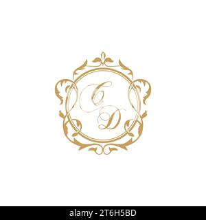 CD Wedding initials invitation with elegant ornament circle element vector graphic template Stock Vector