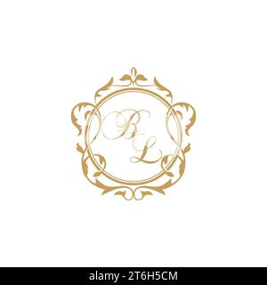 BL Wedding initials invitation with elegant ornament circle element vector graphic template Stock Vector