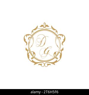 DG Wedding initials invitation with elegant ornament circle element vector graphic template Stock Vector