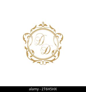 DD Wedding initials invitation with elegant ornament circle element vector graphic template Stock Vector